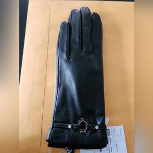 Kate Spade Black leather gloves size medium.